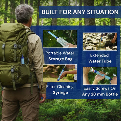 2026 Personal Straw Water Filter for Camping, Hiking, Survival, Emergency, Travel