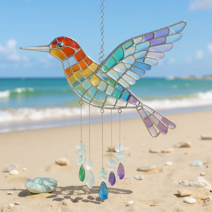 🌬️Sea Glass Rainbow Bird Wind Chime🌈