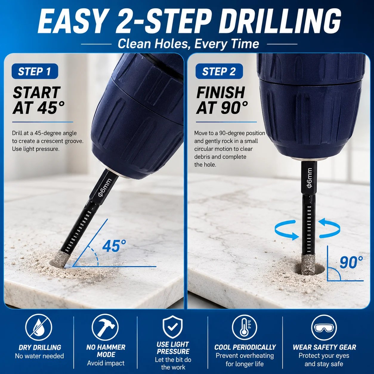 6PCS Diamond Drill Bit Set – Clean Holes In Hard Surfaces