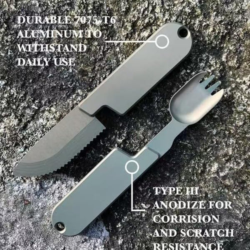 🔥Hot Sale - 2-in-1 Camping Utensil Set – Knife Fork Combo for Picnic, Portable Outdoor Travel Flatware