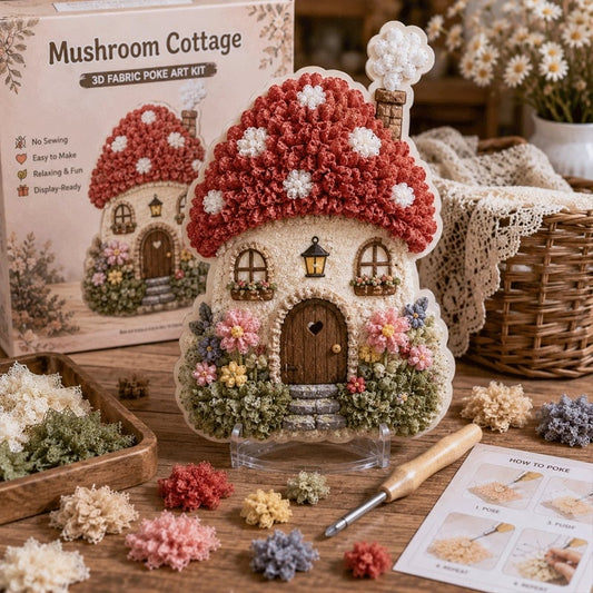 🍄 Whimsical Village 3D Fabric Poke Art Kit