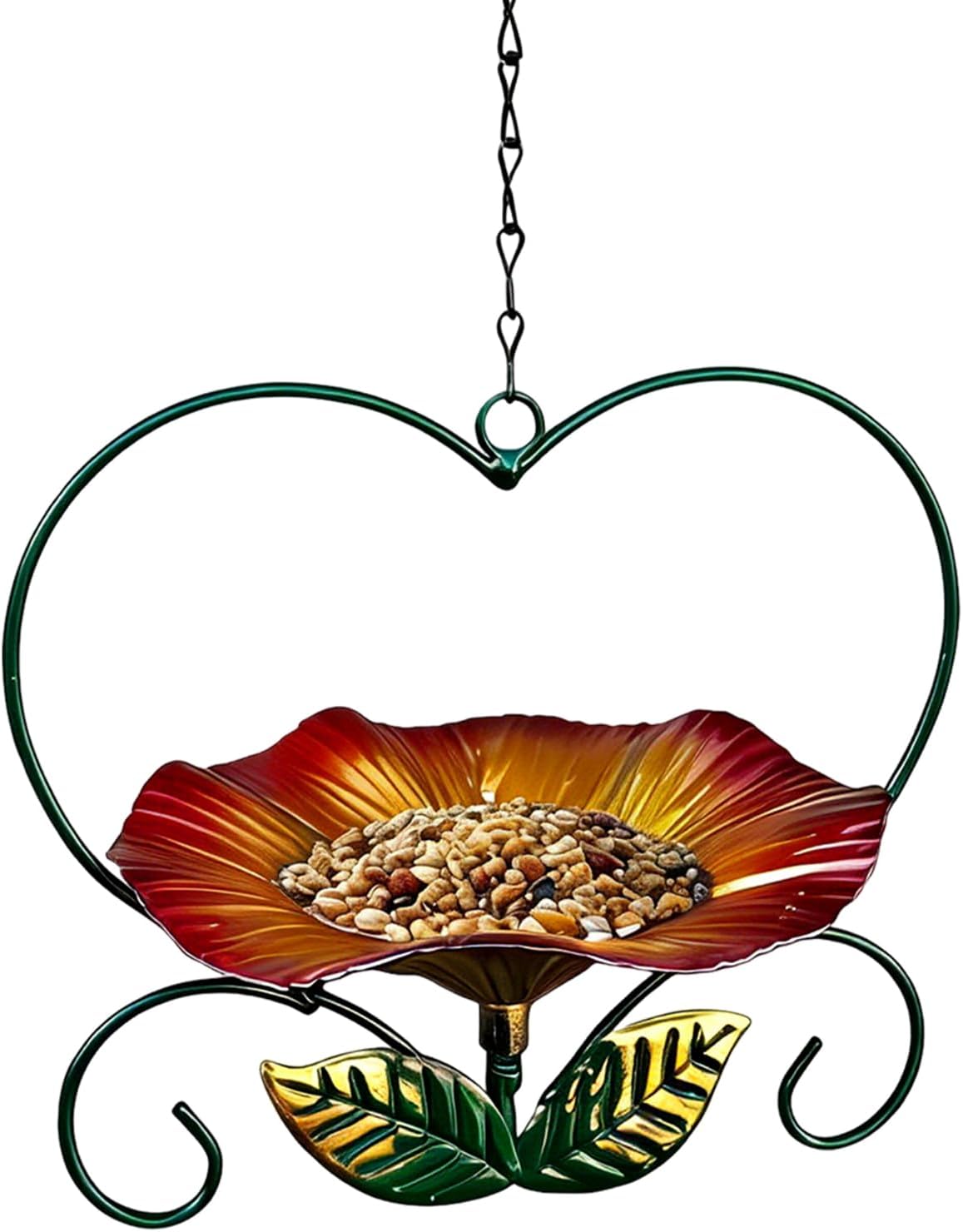 Bird Feeder Tray | Iron Flower-Shaped Heavy Duty Feeding Tray - Decorative Bird Feeder - for Outdoor Inside Home Garden Finch Parrots Aviary Pet Watching Viewing Feeding Food Water