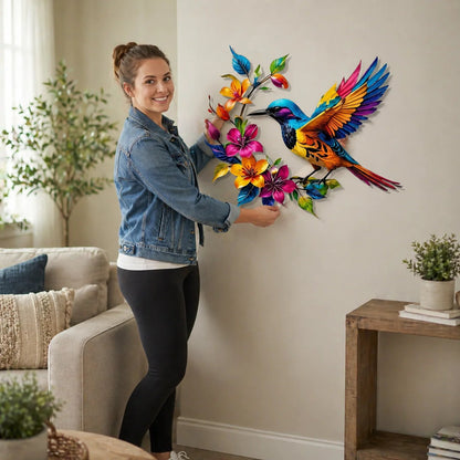 ✨Hummingbird Bloom Floral Metal Wall Art