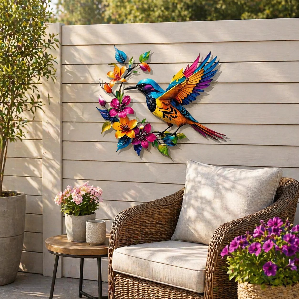 ✨Hummingbird Bloom Floral Metal Wall Art