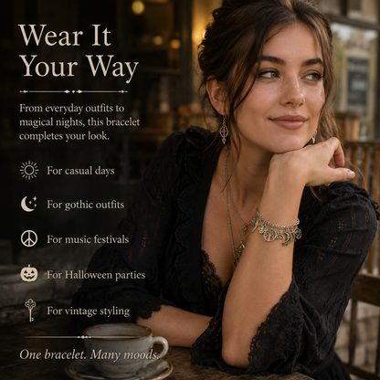 Vintage Witchy Charm Bracelet | Celestial Gothic Boho Jewelry for Women