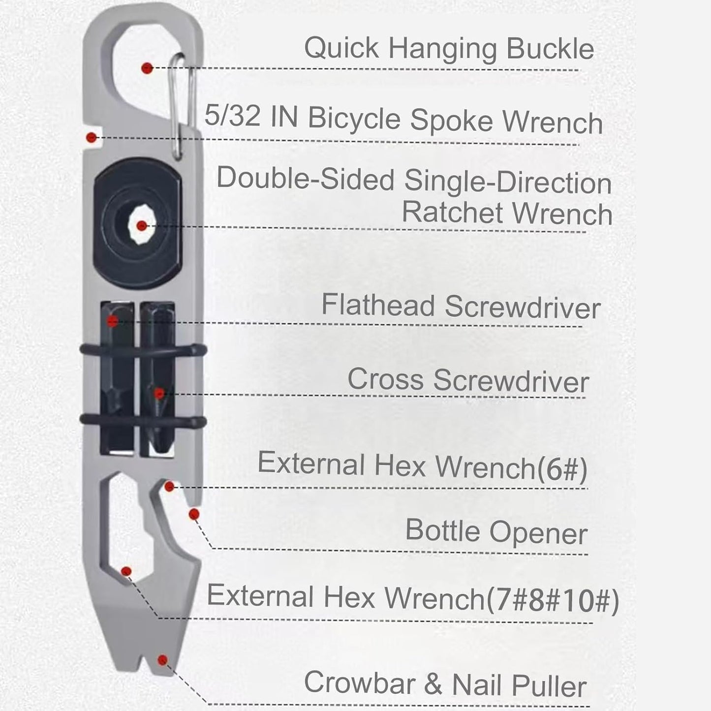 Pocket-Sized Multi-Function Keychain Pry Bar Tool with Wrench
