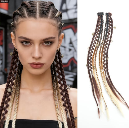 🔥🆕 2026 Boho Dreadlock Clip-In Hair Extensions 🌿 – 20" Braided Hair with Beads & Charms(✨2Pcs)