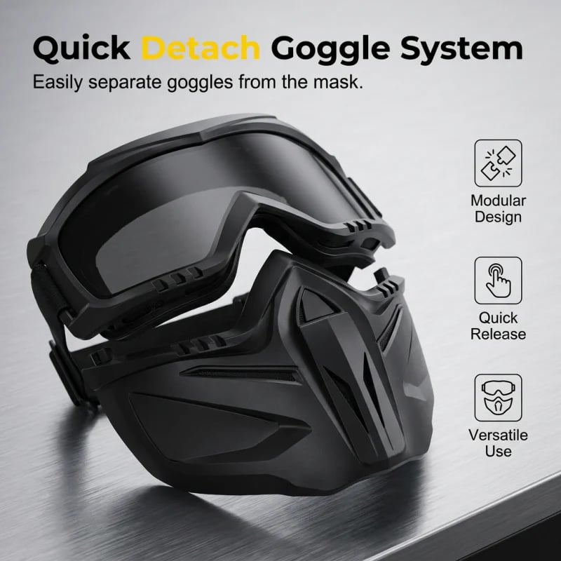 🔥 Detachable Full Face Goggle Mask