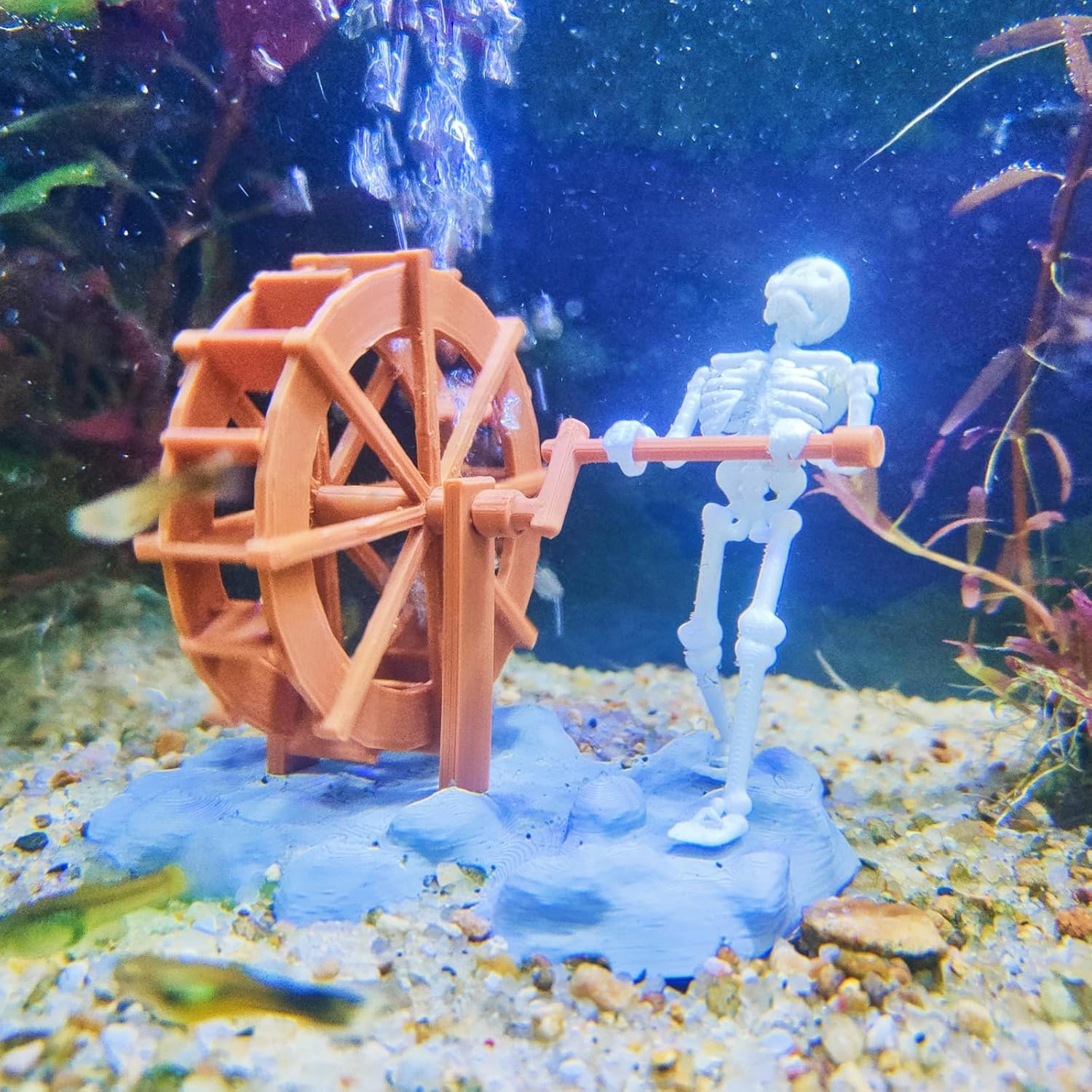 Funny Skeleton Water Wheel Aquarium Ornament