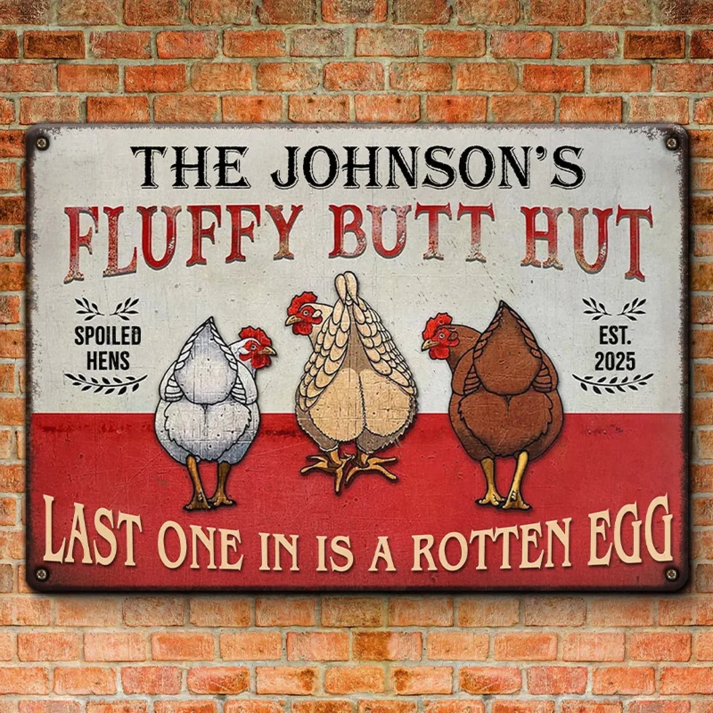 Fluffy Butt Hut - Home Decor Metal Sign