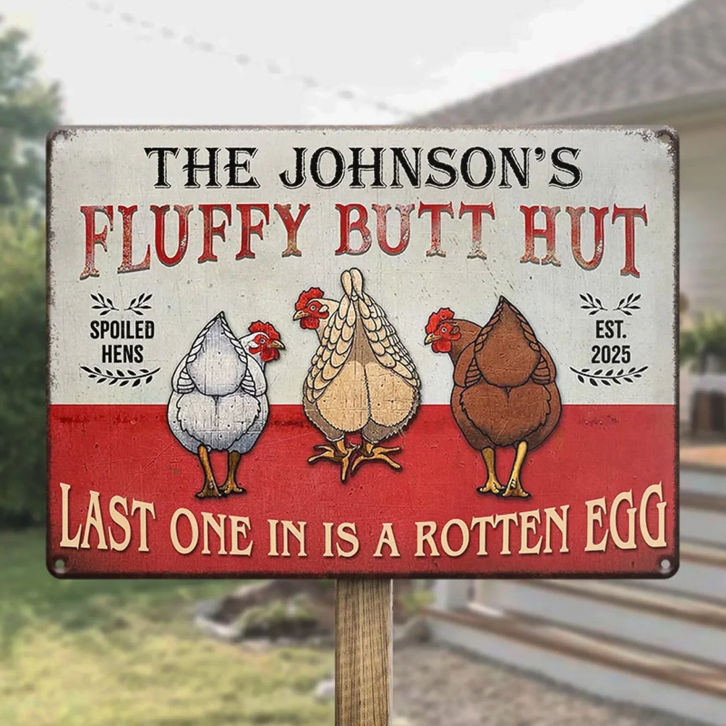 Fluffy Butt Hut - Home Decor Metal Sign