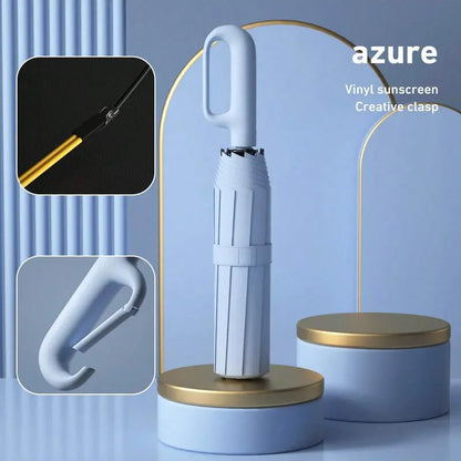 Portable Automatic Folding Umbrella, Windproof Waterproof with Loop Buckle