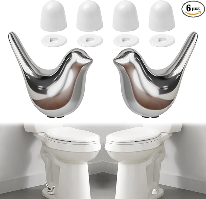 2Packs Ceramic Gold Birds Toilet Bolt Caps & 4Packs Universal Toilet Bolt Covers