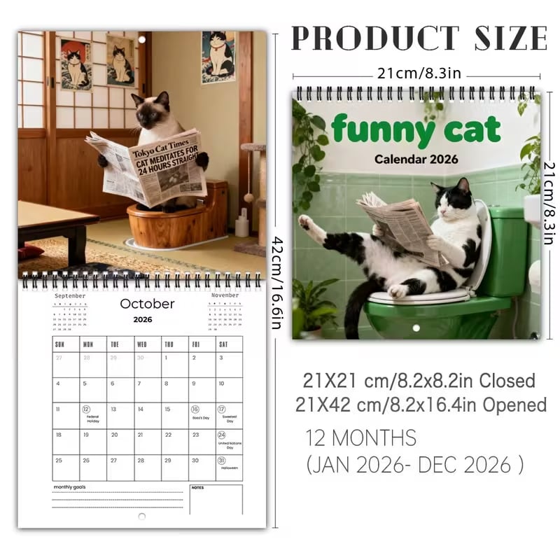 🎉New Year Hot Sale💓Limited Edition Custom-Made 2026 Fun Animal Wall Calendar