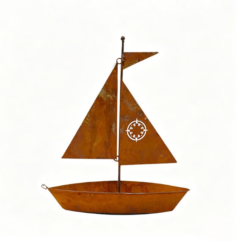 3D Rustic Metal Sailboat Pot