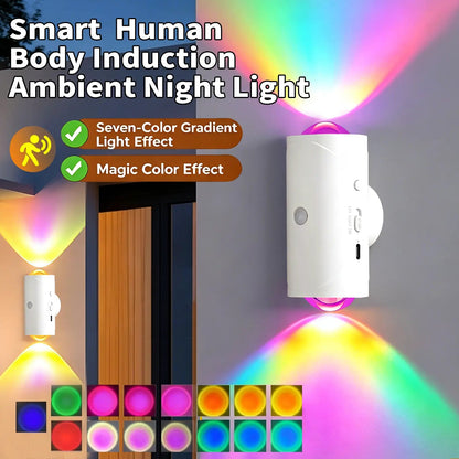 Smart Rechargeable LED Night Light with Motion Sensor – RGB Gradient Ambient Lighting
