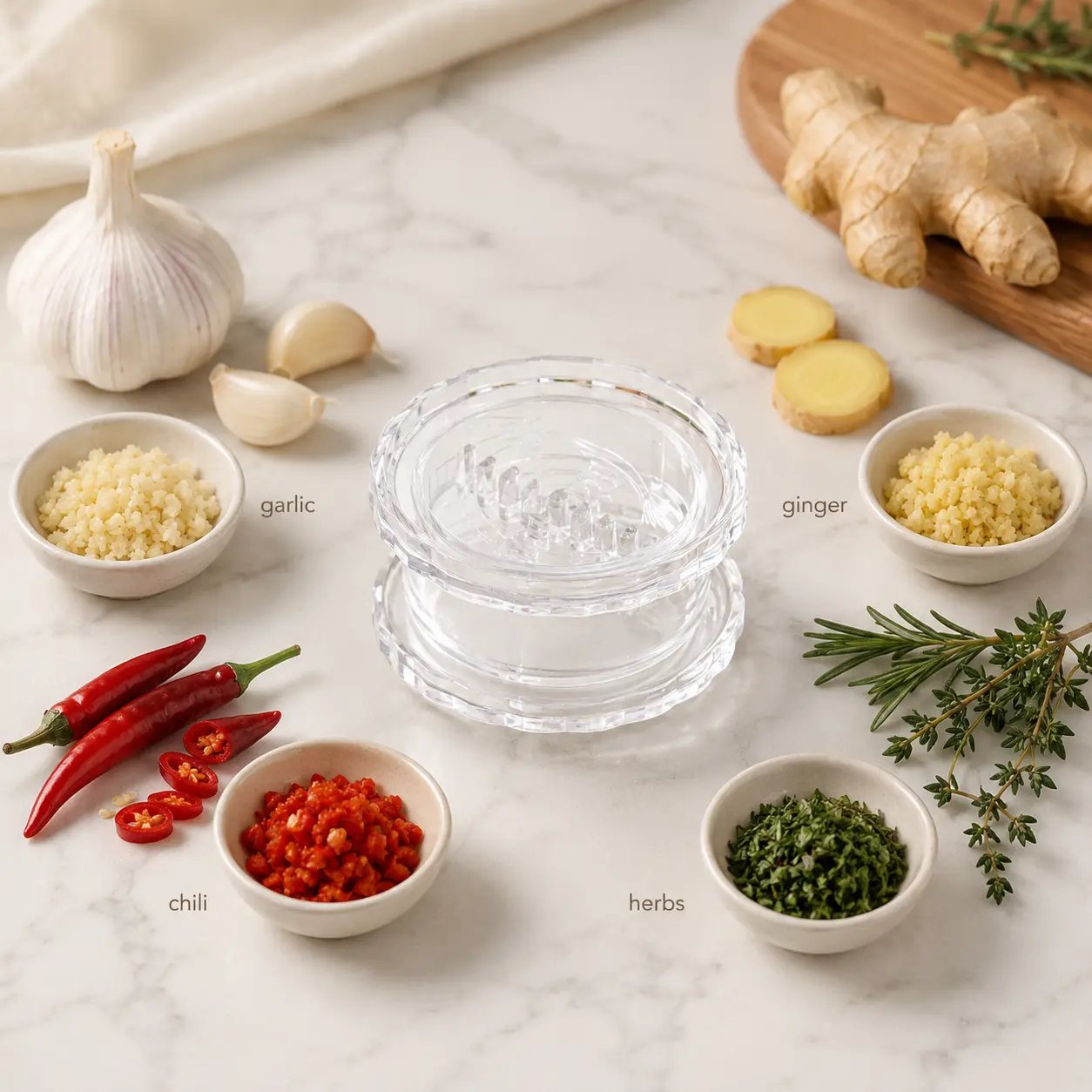 2PCS Clear Manual Garlic Twister and Ginger Mincer Tool