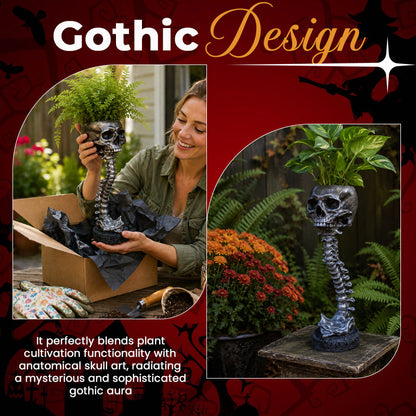 💀🖤Gothic Skull Planter And Skeleton Vase Spooky Home Decor