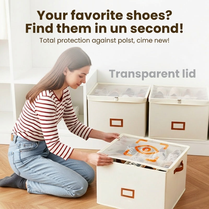 ⏰👟LIMITED TIME 60% OFF:ONLY £11.99!‼️Fabric Shoe Organizer Storage Box – Foldable, Large Capacity, Dustproof & Breathable for Closet & Bedroom 🧺✨