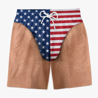 Custom Funny Patriotic Men Swim Trunks - Personalized Summer Vacation And Travel Gifts For Men - Freedom And Chill