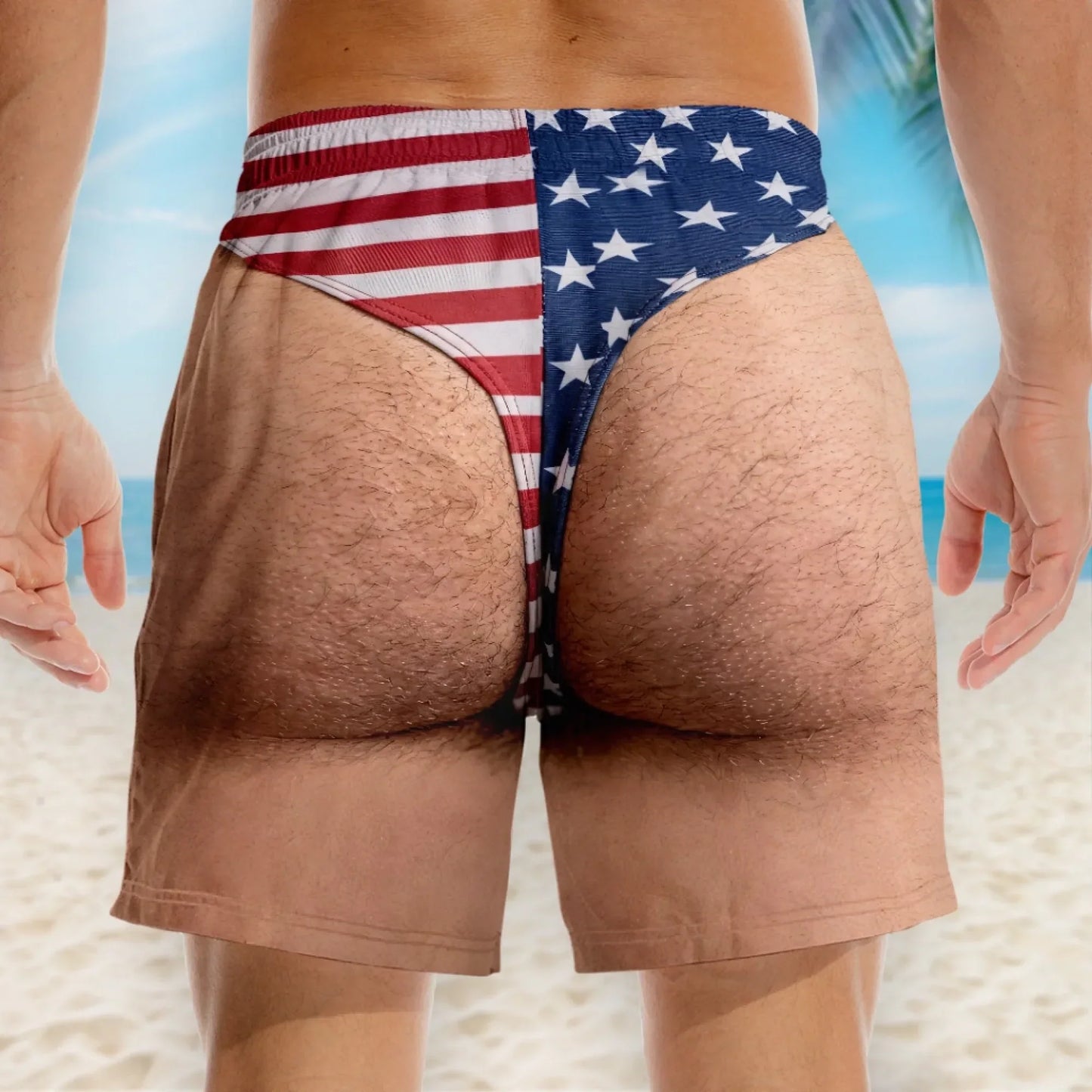 Custom Funny Patriotic Men Swim Trunks - Personalized Summer Vacation And Travel Gifts For Men - Freedom And Chill
