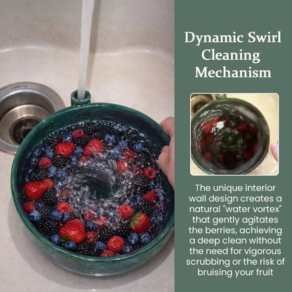 🍓 The Berry Swirl Bowl: Gentle Swirl Wash System for Delicate Fruits – Rapid-Drain "Functional Art" Piece