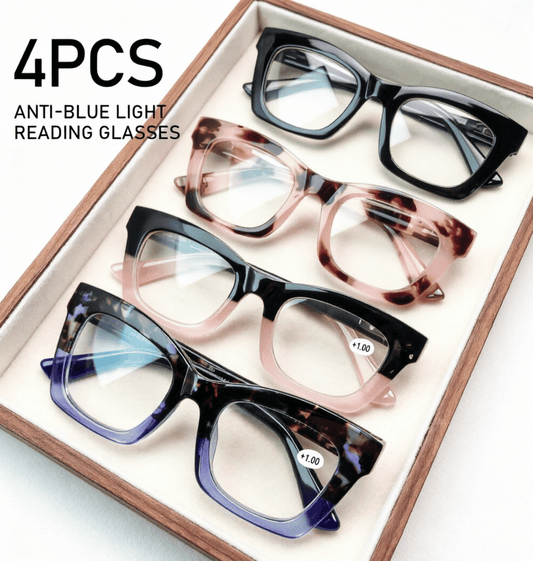 Hot Sale👓Anti Blue Light Glasses Set 4 Pairs Oprah Style Unisex Reading Glasses