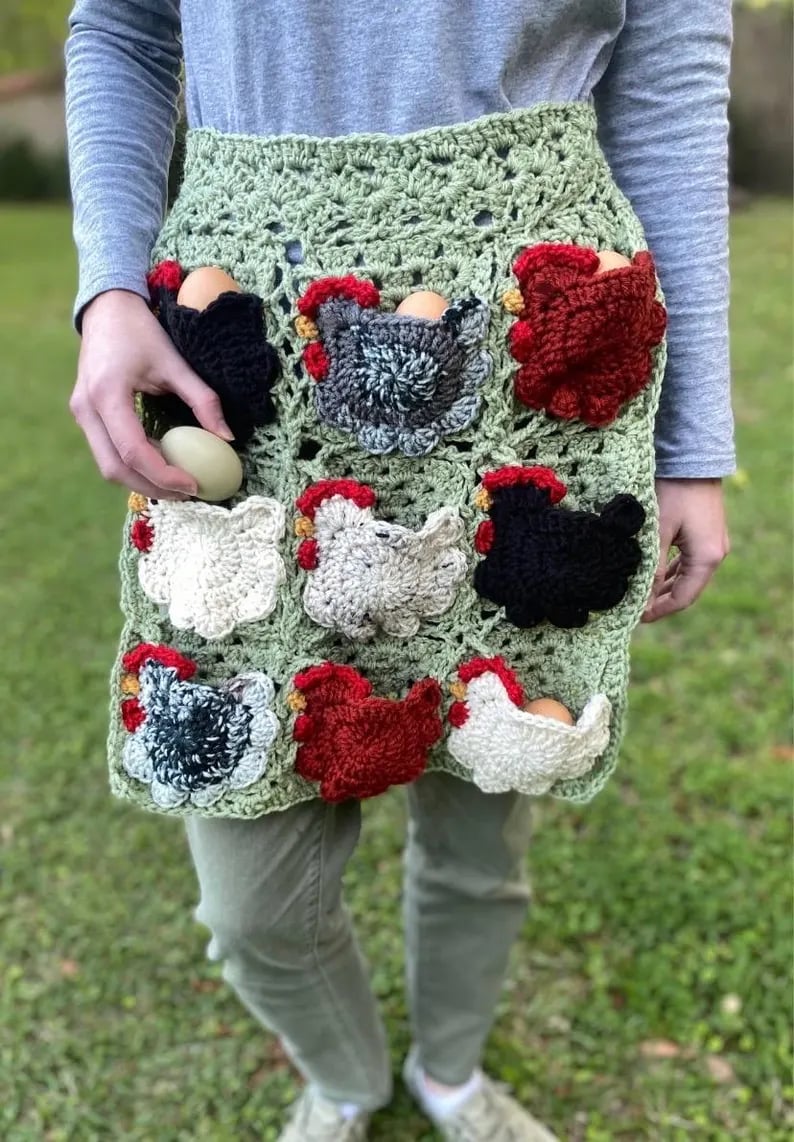 🐔Handmade Crochet Chicken Egg Collecting Apron🥚🎁