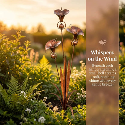 Copper Calla Lily Garden Chime Set – Peaceful Outdoor Decor for Flower Lovers 🌿🔔