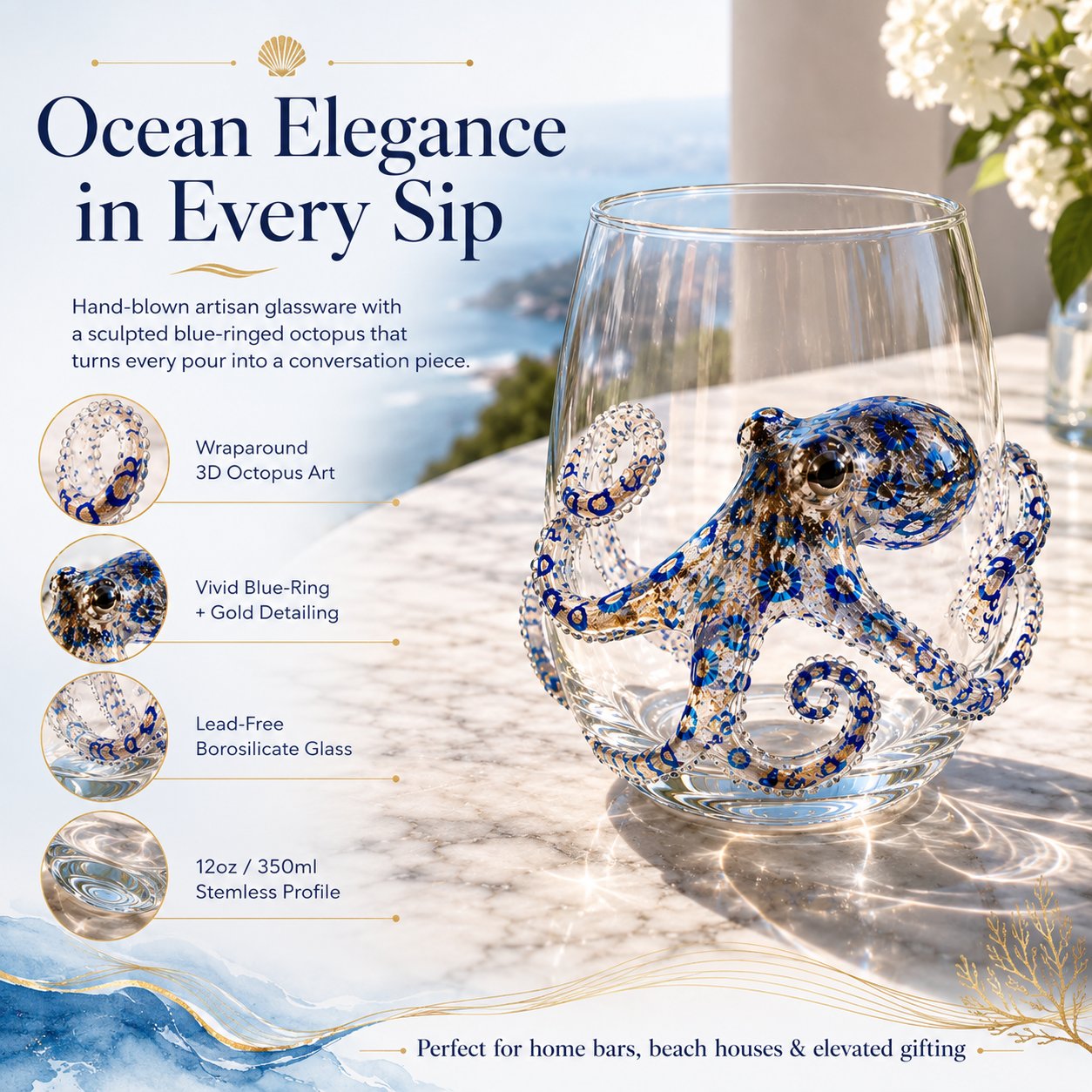 🌊 3D Ocean Animal Artisan Glassware Collection