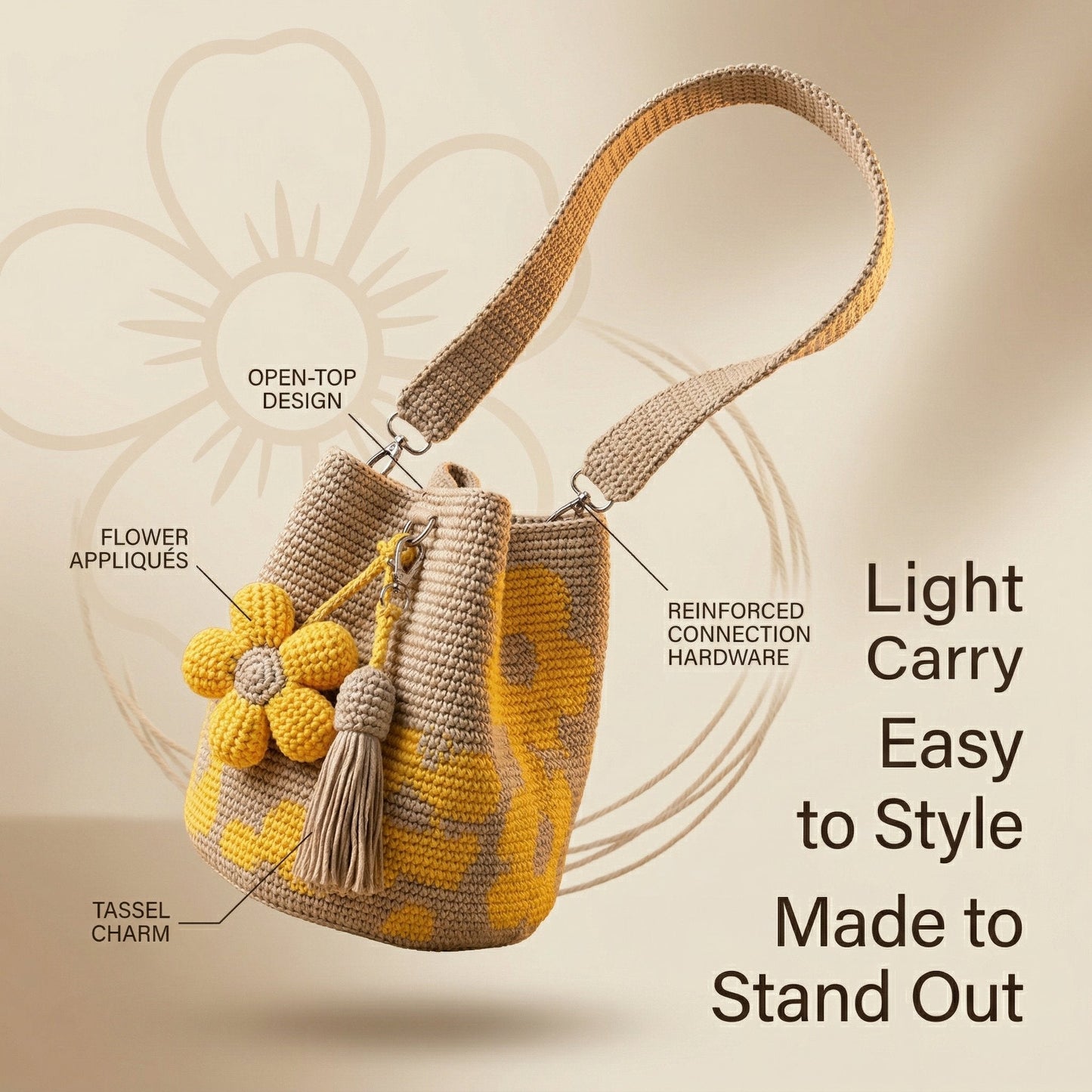 🏆Last Day Promotion 49% OFF🧵🌸Handmade Crochet Flower Tote 🌼✨