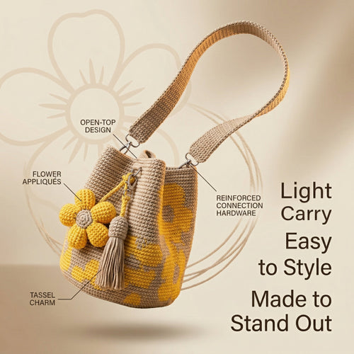 🏆Last Day Promotion 49% OFF🧵🌸Handmade Crochet Flower Tote 🌼✨