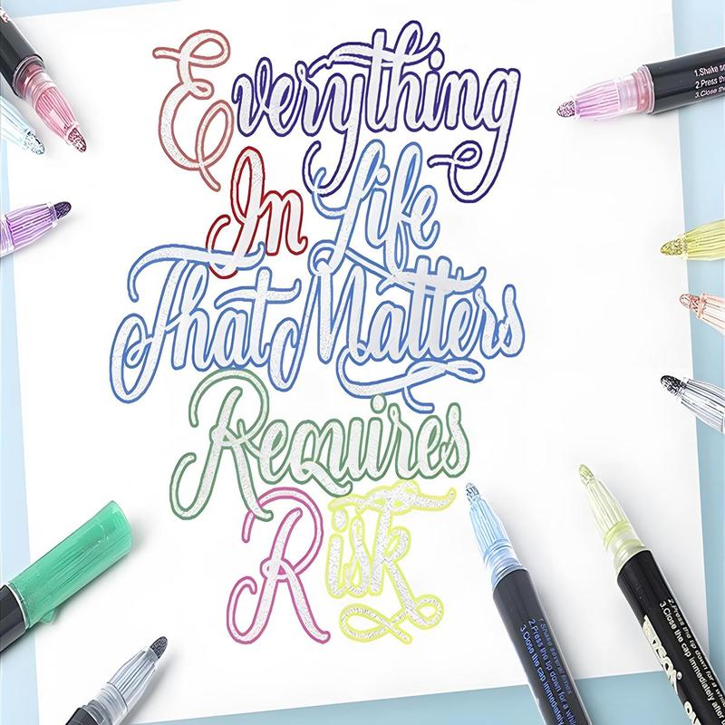 8/12/24/36/48 Colors Double Line Outline Art Pen Marker Pen