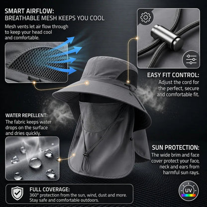 🔥Summer Sale 49% OFF🔥 - 🌞UPF 50+ Sun Protection Hat With Full Face & Neck Coverage