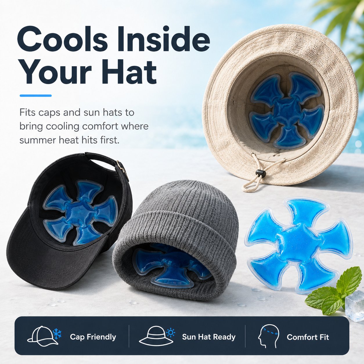 Reusable Cooling Pad for Hats & Body Relief🧢🧊