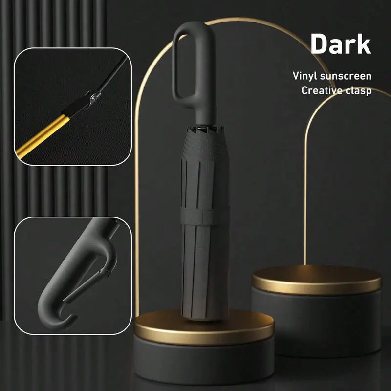 Portable Automatic Folding Umbrella, Windproof Waterproof with Loop Buckle