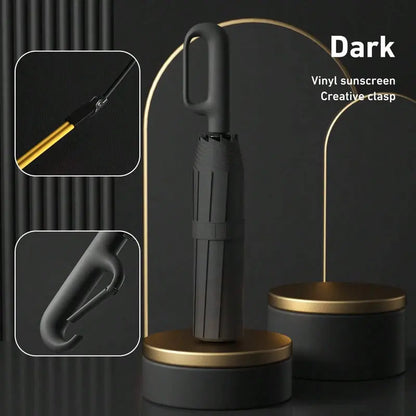 Portable Automatic Folding Umbrella, Windproof Waterproof with Loop Buckle