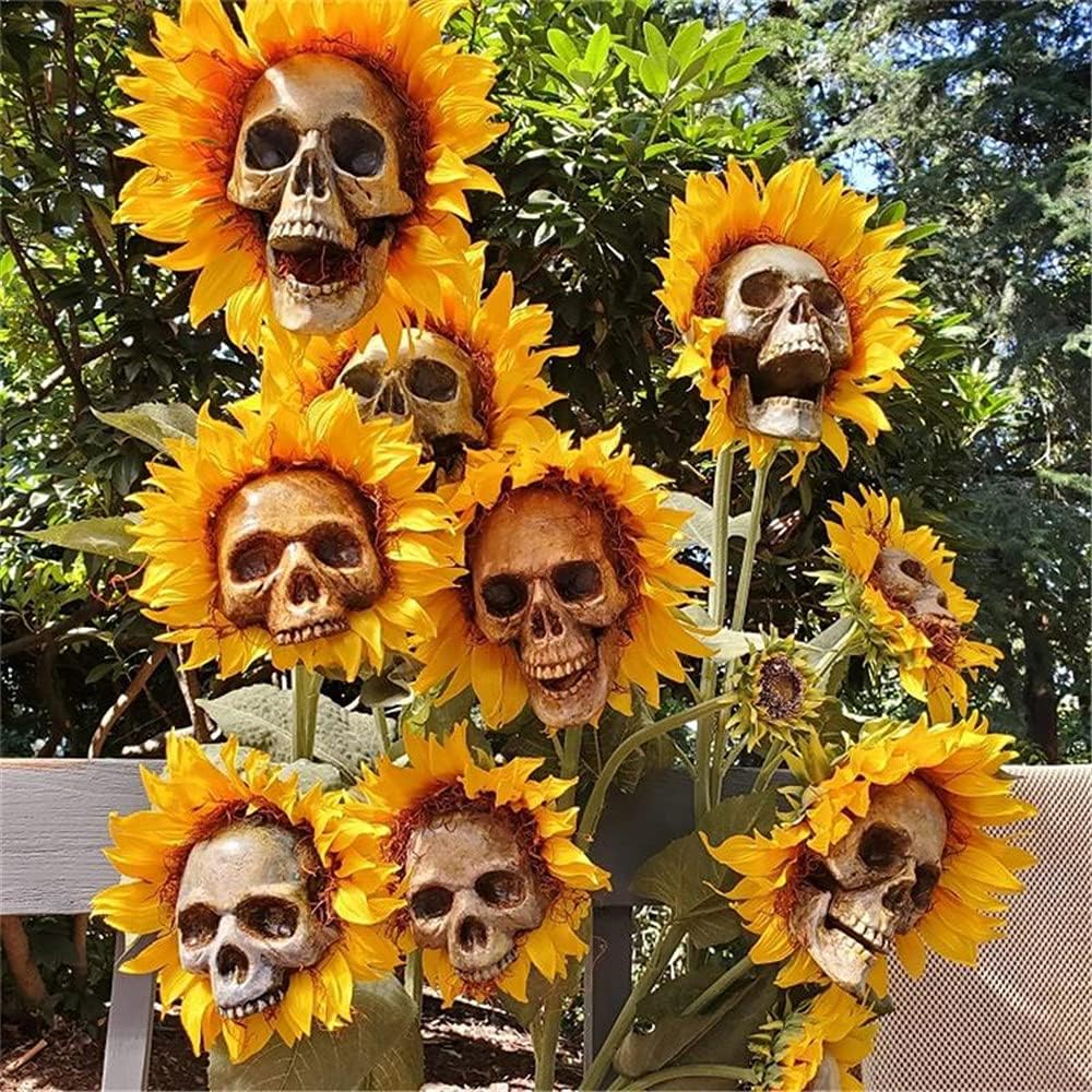 Sunflower Skull Artificial Flowers for Gardens and Courtyards