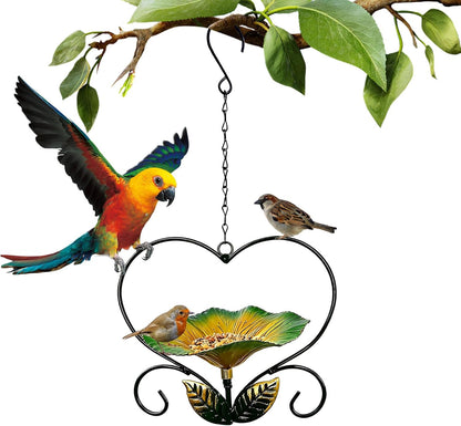 Bird Feeder Tray | Iron Flower-Shaped Heavy Duty Feeding Tray - Decorative Bird Feeder - for Outdoor Inside Home Garden Finch Parrots Aviary Pet Watching Viewing Feeding Food Water