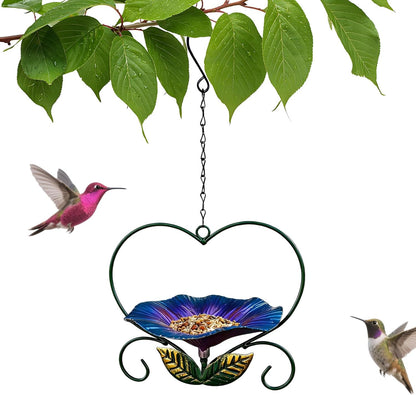Bird Feeder Tray | Iron Flower-Shaped Heavy Duty Feeding Tray - Decorative Bird Feeder - for Outdoor Inside Home Garden Finch Parrots Aviary Pet Watching Viewing Feeding Food Water