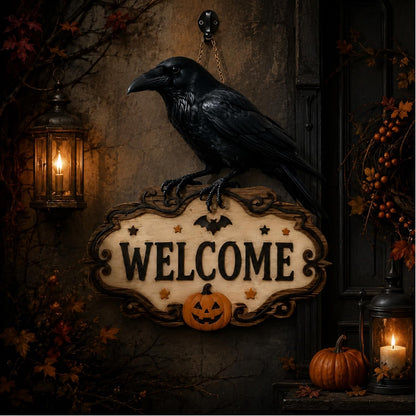 Halloween Skeleton Hand Welcome Hanging Sign