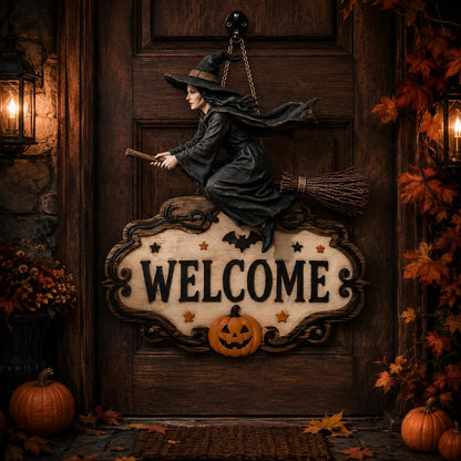 Halloween Skeleton Hand Welcome Hanging Sign
