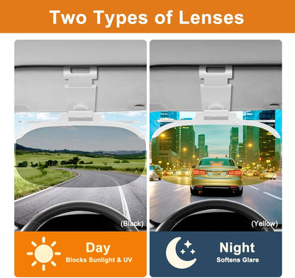 Linkstyle Car Sun Visor Extender: Polarized Anti Glare Day Night Clip On Visor, Retractable Visors fit for 4.5–7.3 Inch Wide Car SUV Truck