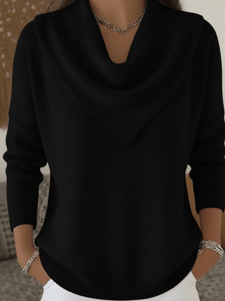 🔥Elegant Retro Soft Triangle Neck Solid Color Sweater Top