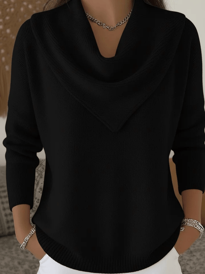 🔥Elegant Retro Soft Triangle Neck Solid Color Sweater Top