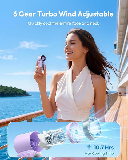 ✨Turbo Handheld Fan – LED Display, 6 Speeds, 3000mAh🔋