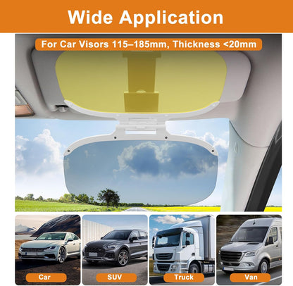Linkstyle Car Sun Visor Extender: Polarized Anti Glare Day Night Clip On Visor, Retractable Visors fit for 4.5–7.3 Inch Wide Car SUV Truck