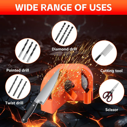 Multifunctional Universal Portable Drill Bit Sharpener for Twist Drills, Impact Drills, Milling Cutters and Kitchen Knives