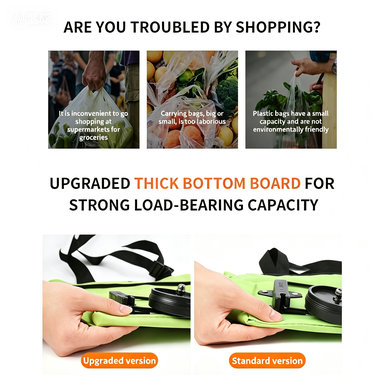 Convertible shopping tote – hides wheels, holds 20kg, expands with zipper!