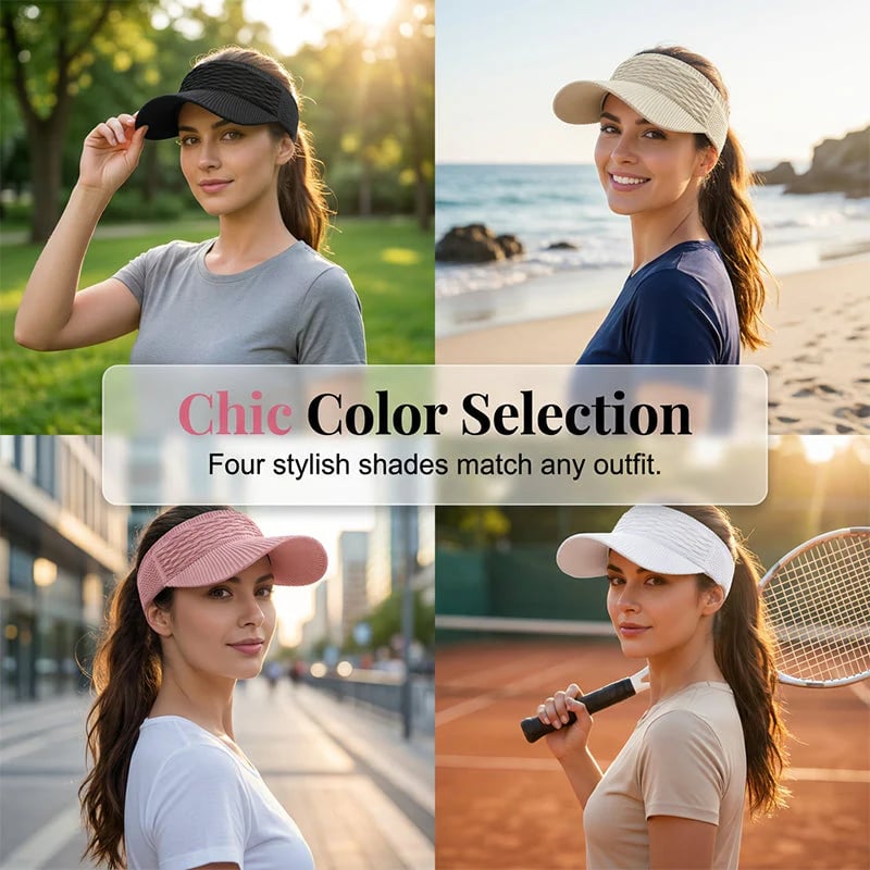 🔥Women’s High Ponytail Visor Hat 🧢 Breathable, Open-Top UV400 Protection ☀️Perfect for Running, Hiking, Beach Days & Everyday “That Girl” Style 💁‍♀️✨